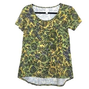 NEW - LuLaRoe Classic T Black Floral Green, Yellow, Dark Gray Camouflage Size XS